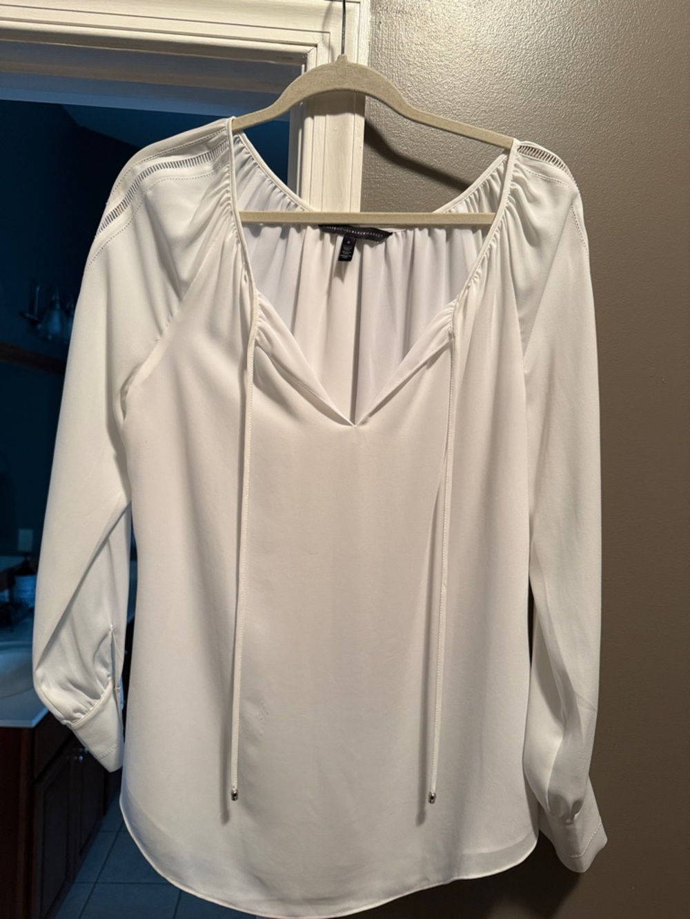 WHBM Long-Sleeve V-Neck Women's Top with Drawstring